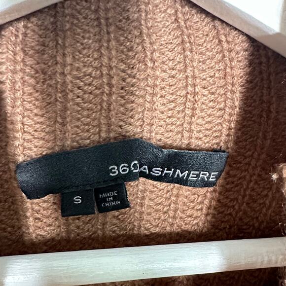 360 CASHMERE Mockneck Sweater 100% Cashmere Camel Tan Brown {3S35} - Picture 4 of 5